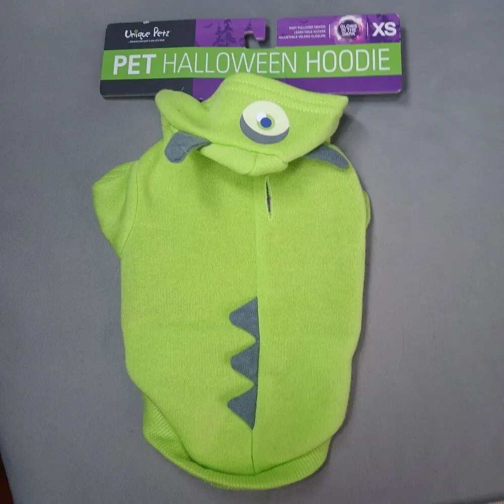 3 Unique Petz Halloween Hoodie X-SMALL Glow in the Dark NEW with Tags